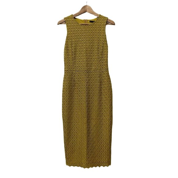 Zara Basic Mustard Yellow Crochet Slim Summer Dress sz Medium - Picture 2 of 6